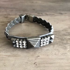 Lia Sophia gray leather braided bracelet